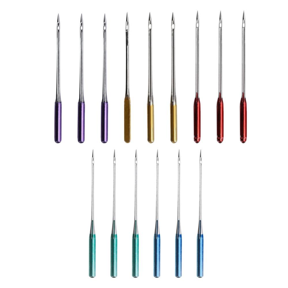 15pcs Anti-Jumping Sewing Machine Needles Regular Point Steel Anti-Jumping Needles All-Purpose Flat Shank