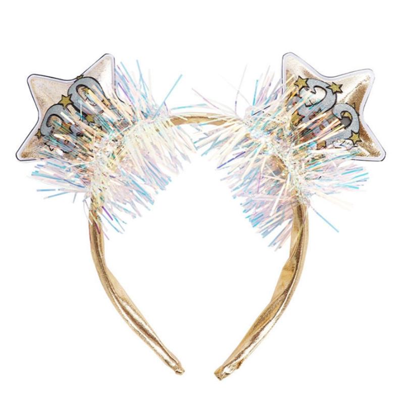 

Новый год 2022, повязка на голову со звездами, блестящая мишура, канун Нового года, товары для декора вечеринки, рождественский реквизит для укладки волос