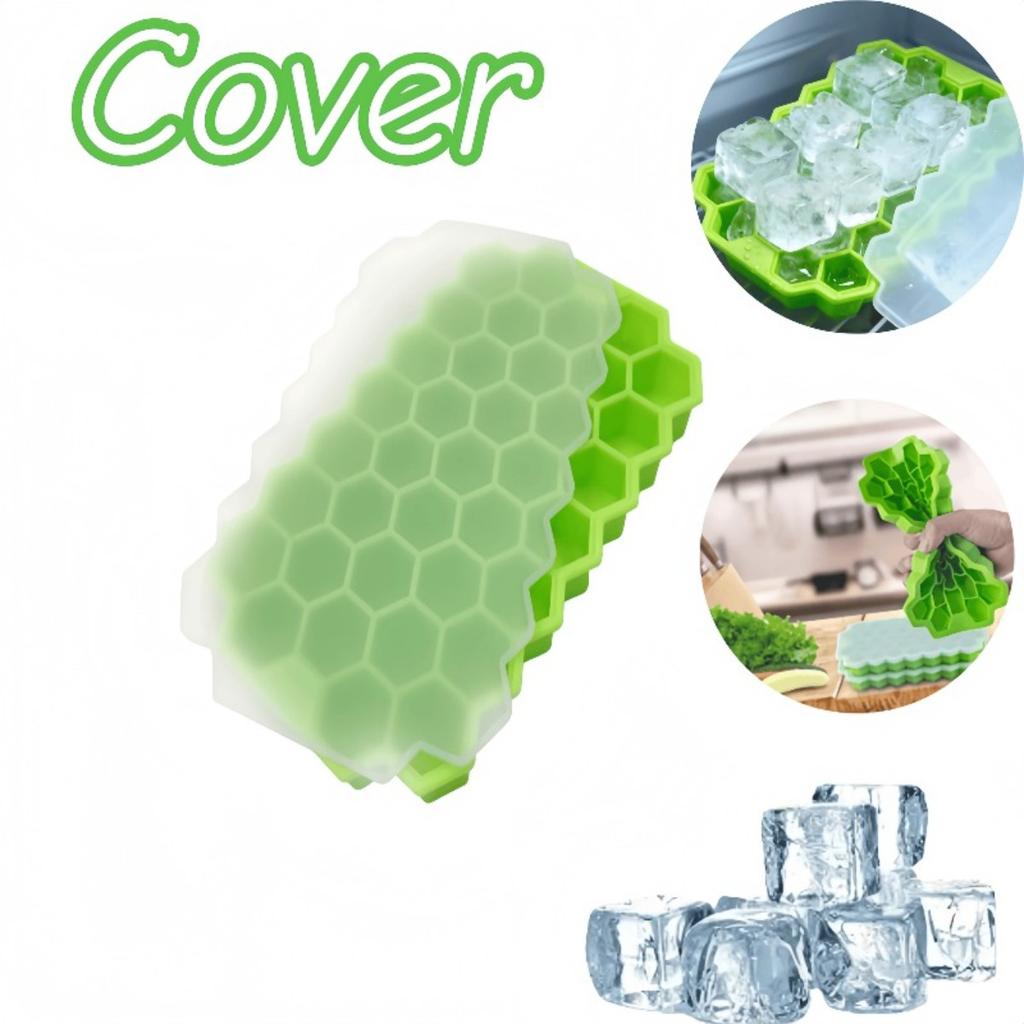 Thickened 37 Hole Honeycomb Ice Tray with Lid, Essential for Holiday Drinks and Frozen Desserts, Ice Mold, Refrigerator Ice Storage