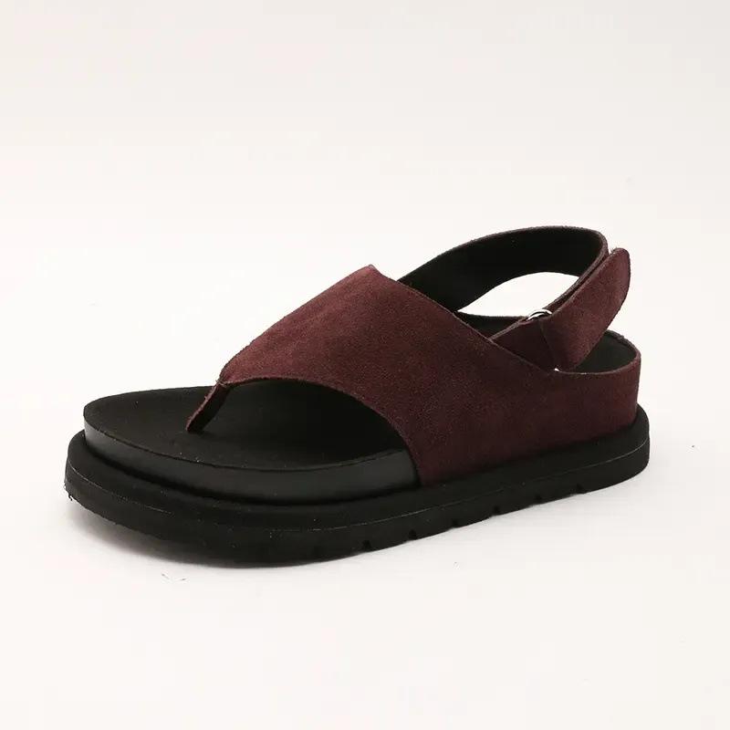 

Thick-soled flip-flops women s summer new outer wear flat-soled toe beach slippers sandals 40 темно-коричневого