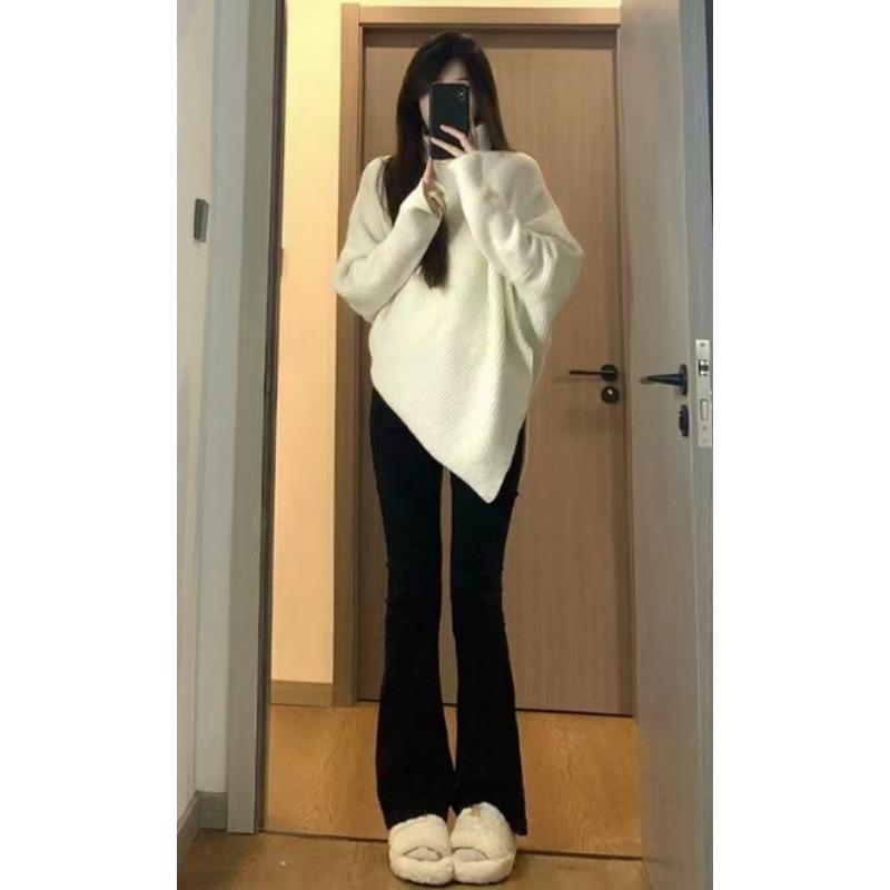 Autumn and Winter New Irregular Turtleneck Sweater Women's Gentle Lazy Style Casual Pullover Knitted Top