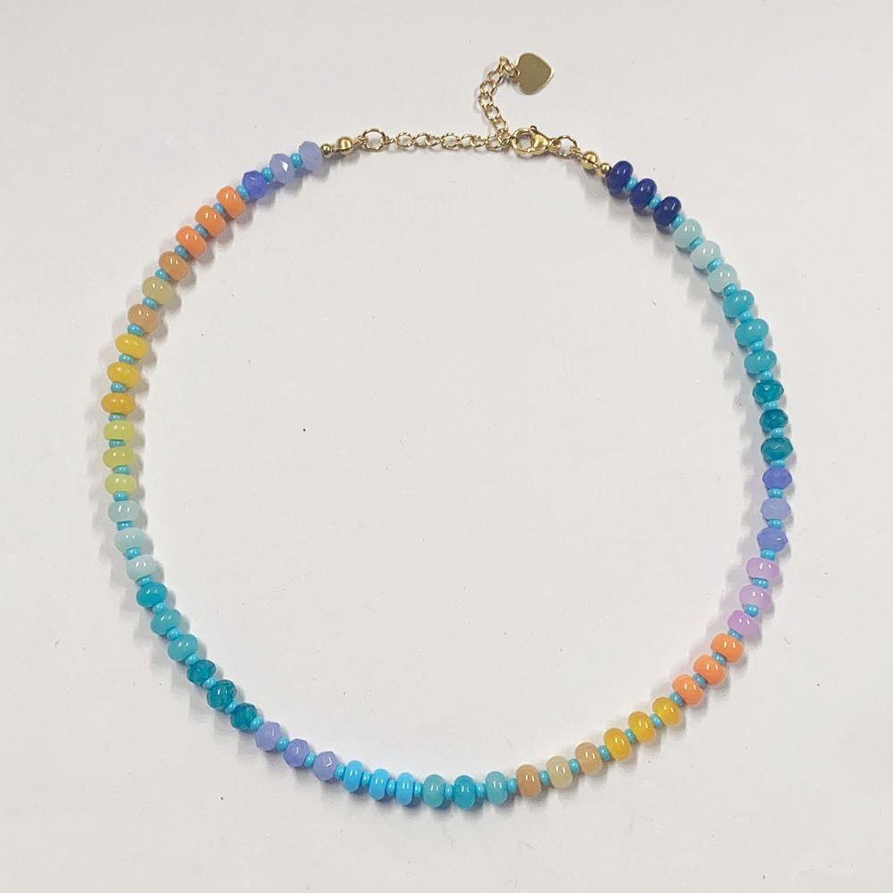 Handmade Women's Beaded Necklace Bohemian Style Rainbow Necklace Luxurious Neck Choker  Party