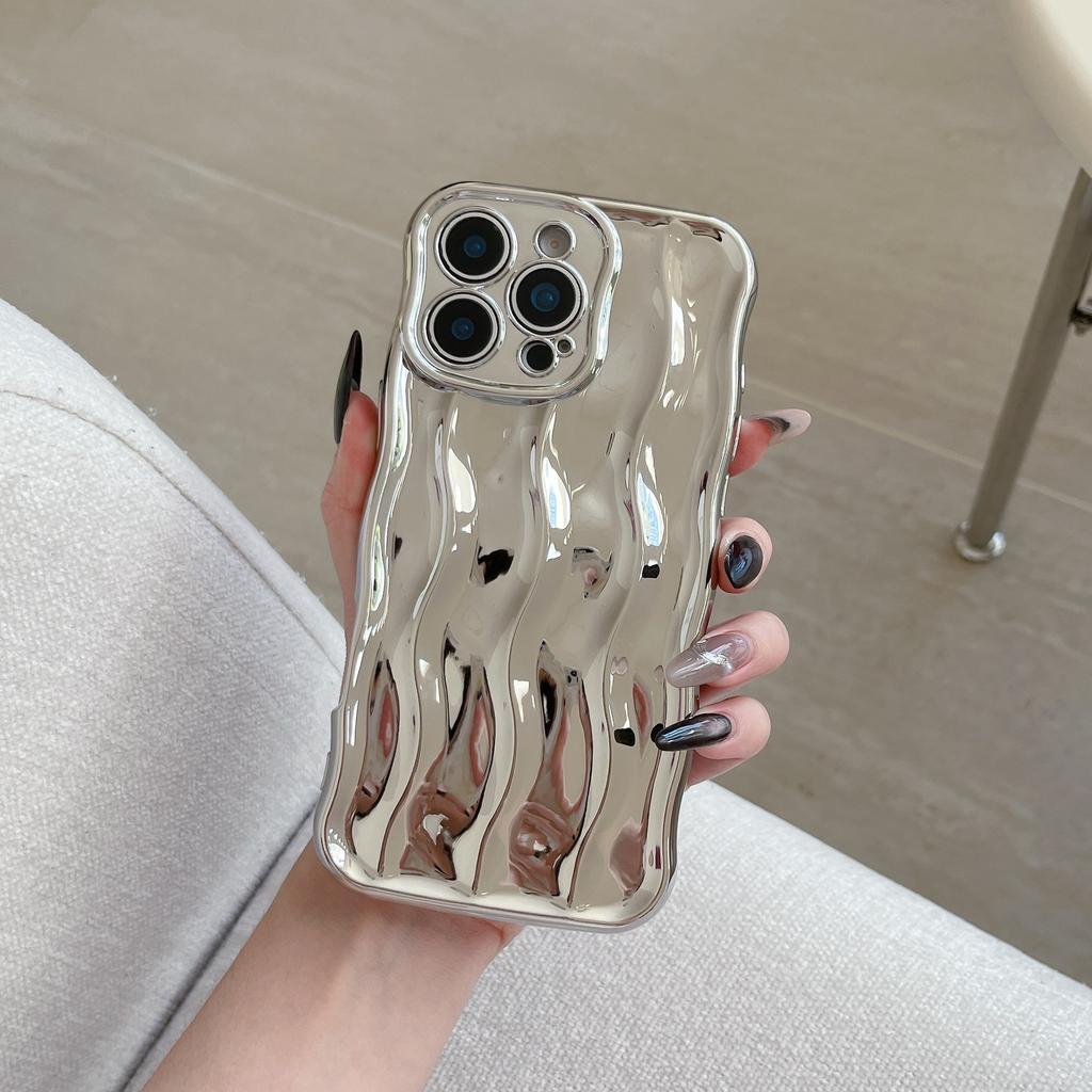 INS High-End Wave Stripe Case for iPhone 17 Pro Max, Apple 16 Solid Color Simple 15/14