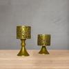 2Pcs/set Pedestal Base Iron Hollow Candle Cup Retro Design Round Candle Stands  Atmosphere Decor