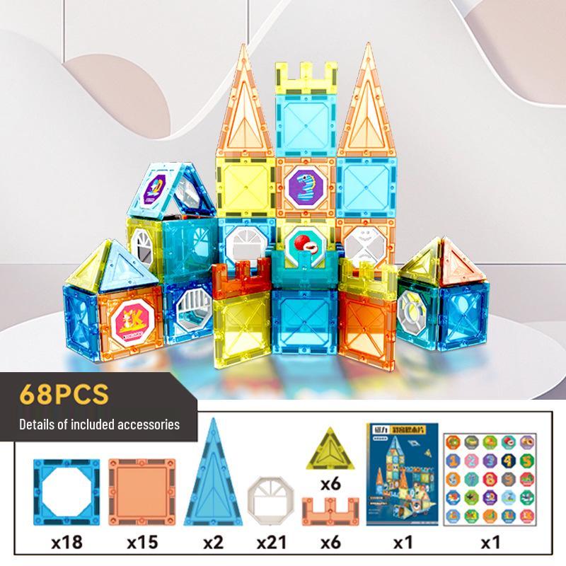 

Набор магнитных плиток из витражного стекла для трансграничной торговли: Развивающие строительные блоки для детей 3-6 лет.