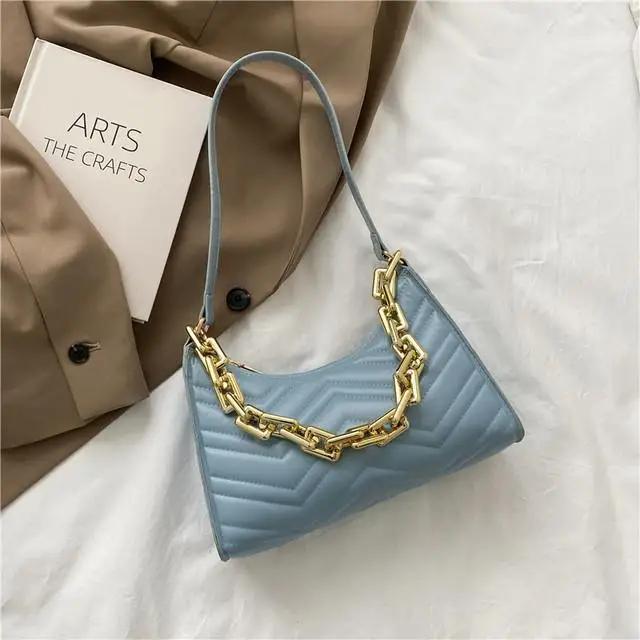Fashion Check Embossed Handbags New PU Leather Chain Shoulder Bag Texture Shopping Bag Zipper Embossed Underarm Bag