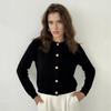 Beige Short Knit Cardigan with Gold Buttons