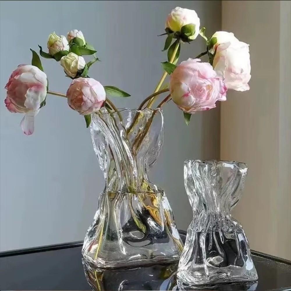 Transparent Origami Glass Vase Minimalist Art Flower Vase Modern Tabletop Vase Homestay Decoration