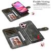 For iPhone 17 Phone Case PU Leather Zipper Wallet Detachable Cover