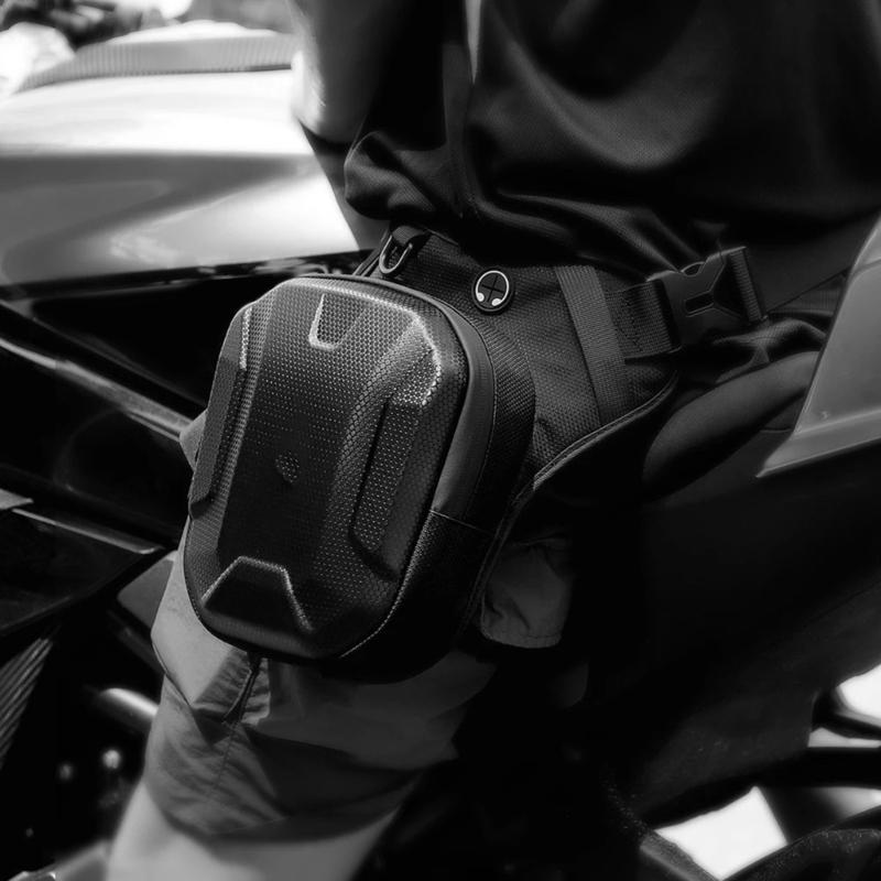 Upgrades Hard Shell Motorcycle Leg Pack Waist Bag with Adjustable Strait for Riding Comfort & Waterproof Protection