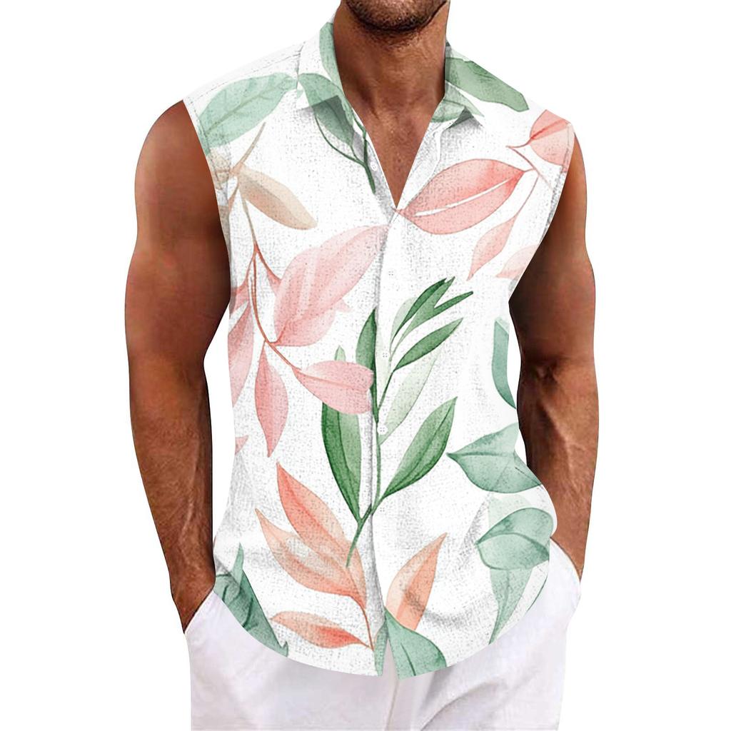 Herrskjorta med Hawaii-mönster och knappar