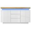 Commode - MUVOE - 81 X 140 X 39 Cm - Éclairage LED - 3 Tiroirs - Blanc Brillant