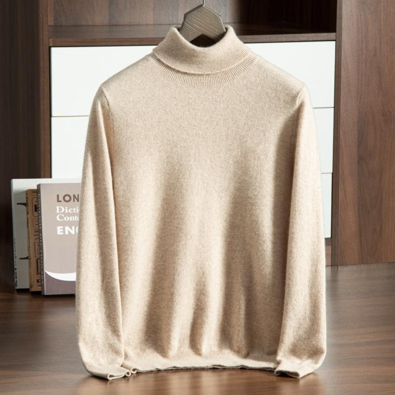 High-necked Cashmere Sweater, Loose Pullover, Bottom Lapel Sweater, Knitted Sweater.