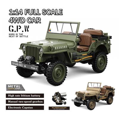 1:14 Coche RC Willys Vehículo de Control Remoto RTR 4WD Escala Escalada Camión Militar Todoterreno Oruga Juguete para Adultos Regalo para Niños