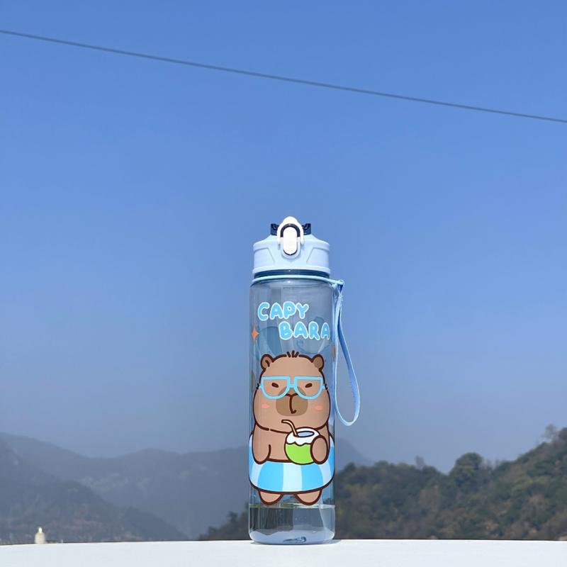 750ML Cartoon Cute Water Cup with Straw & Handle Sports Water Bottle Large Capacity Travel Water Cup for Fitness Sports