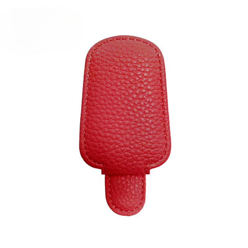 Premium Leather Car Glasses Holder - Luxury Visor Mount with Multi-Card Storage