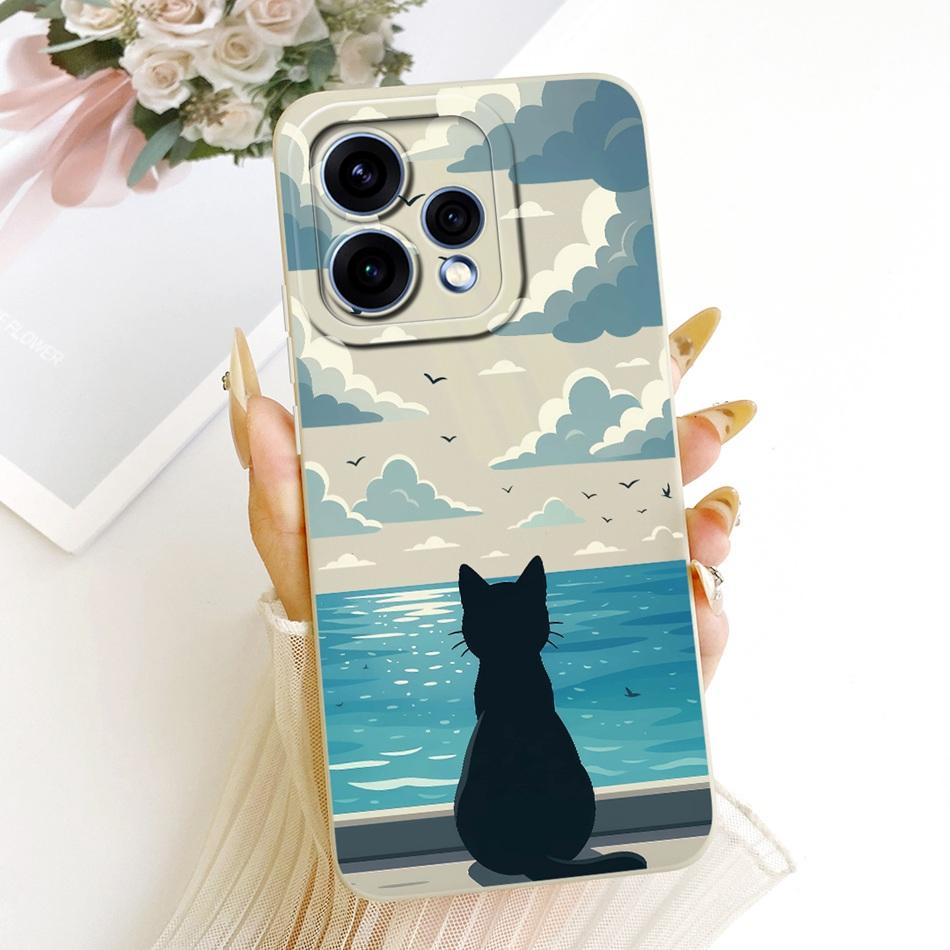 

For OPPO Reno15 5G CPH2825 2026 Cute Cat Flower Cartoon Phone Case For Oppo Reno 15C 15 Shockproof Soft Silicone Covers Bumpers Reno 15C (PMD110)