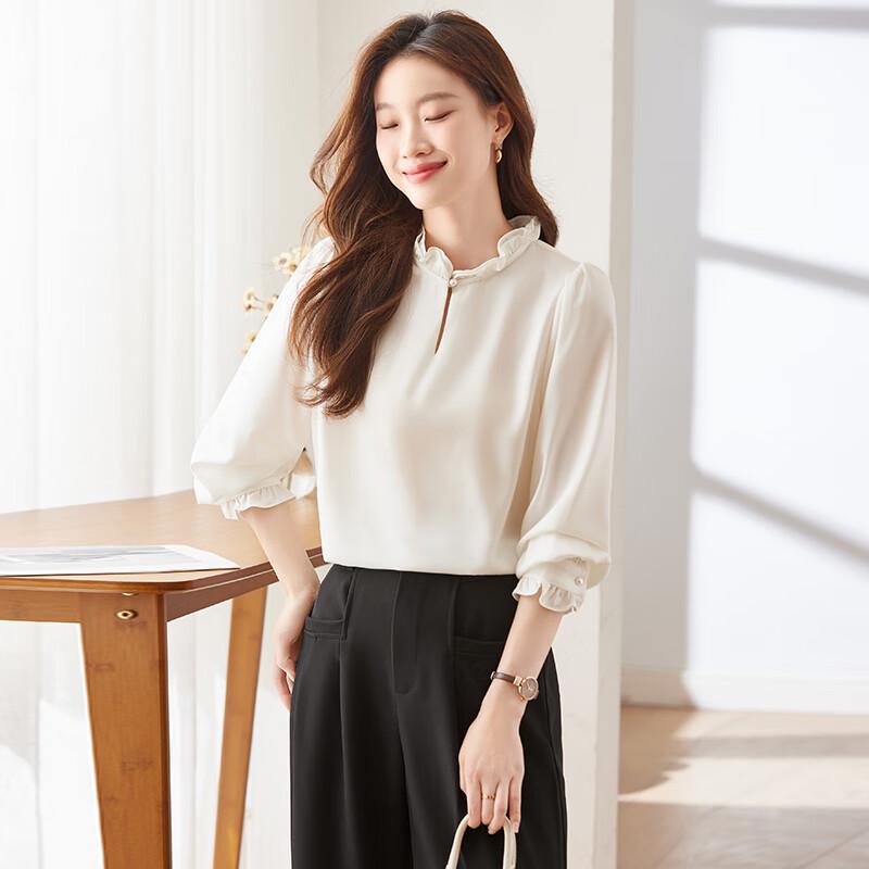 

Women s Ruffled Chiffon Long-Sleeve Blouse 2XL