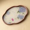 Bambus und Holz Teetablett Hausgebrauch Chinesisch Vintage Hortensie Glasschale Teegeschirr Aufbewahrungsschale
