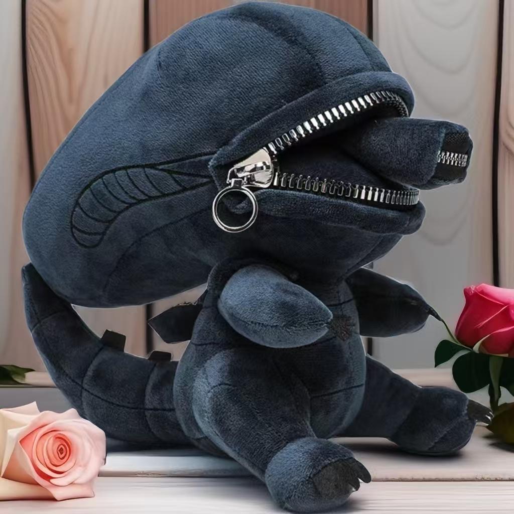 Alien Xenomorph Zipper Mouth Plush Toy Soft Stuffed Animal Cool Gift For Boys Girls Room Decoration