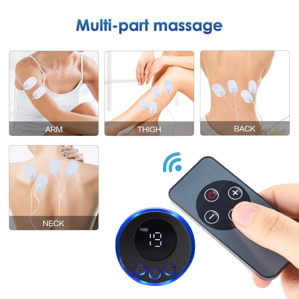 TENS Electric Massager with Controller 8 Mode 19 Gear Muscle Stimulator Low Frequency Body Massage Pad Neck Back Leg Pain Relief
