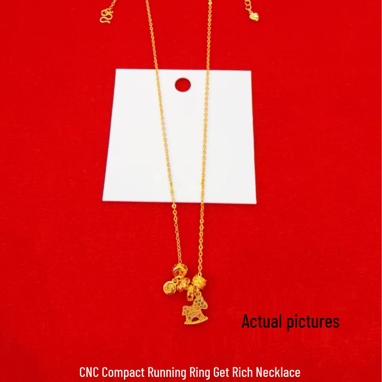 

Golden Running Horse Zodiac Necklace: Women s Clavicle Chain with Rocking Horse Pendant for Luck and Style