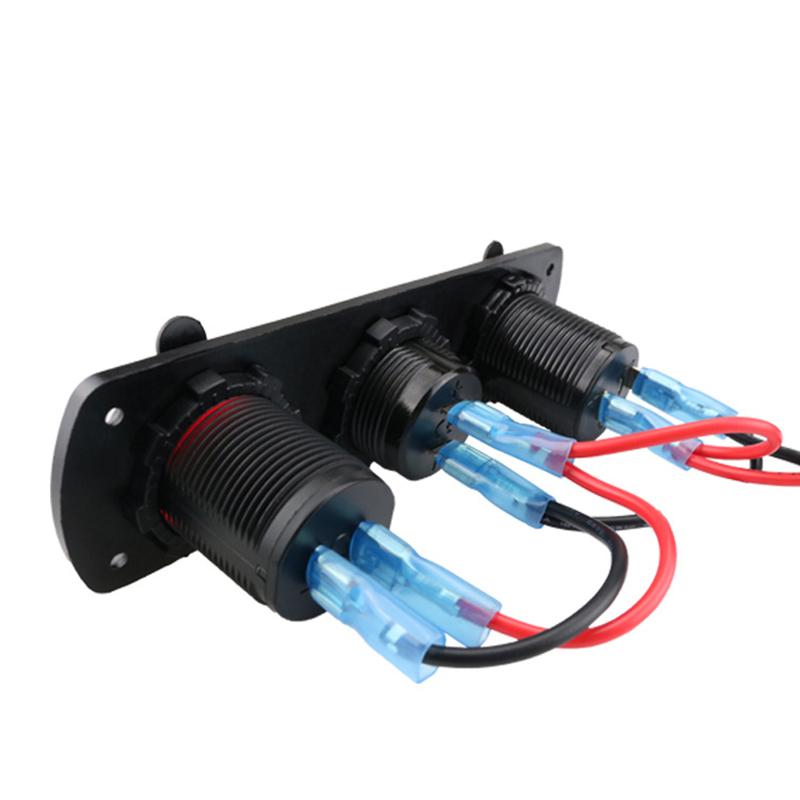 Wasserdichte 12V 3 Löcher Panel Dual USB Auto Ladegerät Steckdose Bunte Bildschirm Voltmeter Kombination Zubehör
