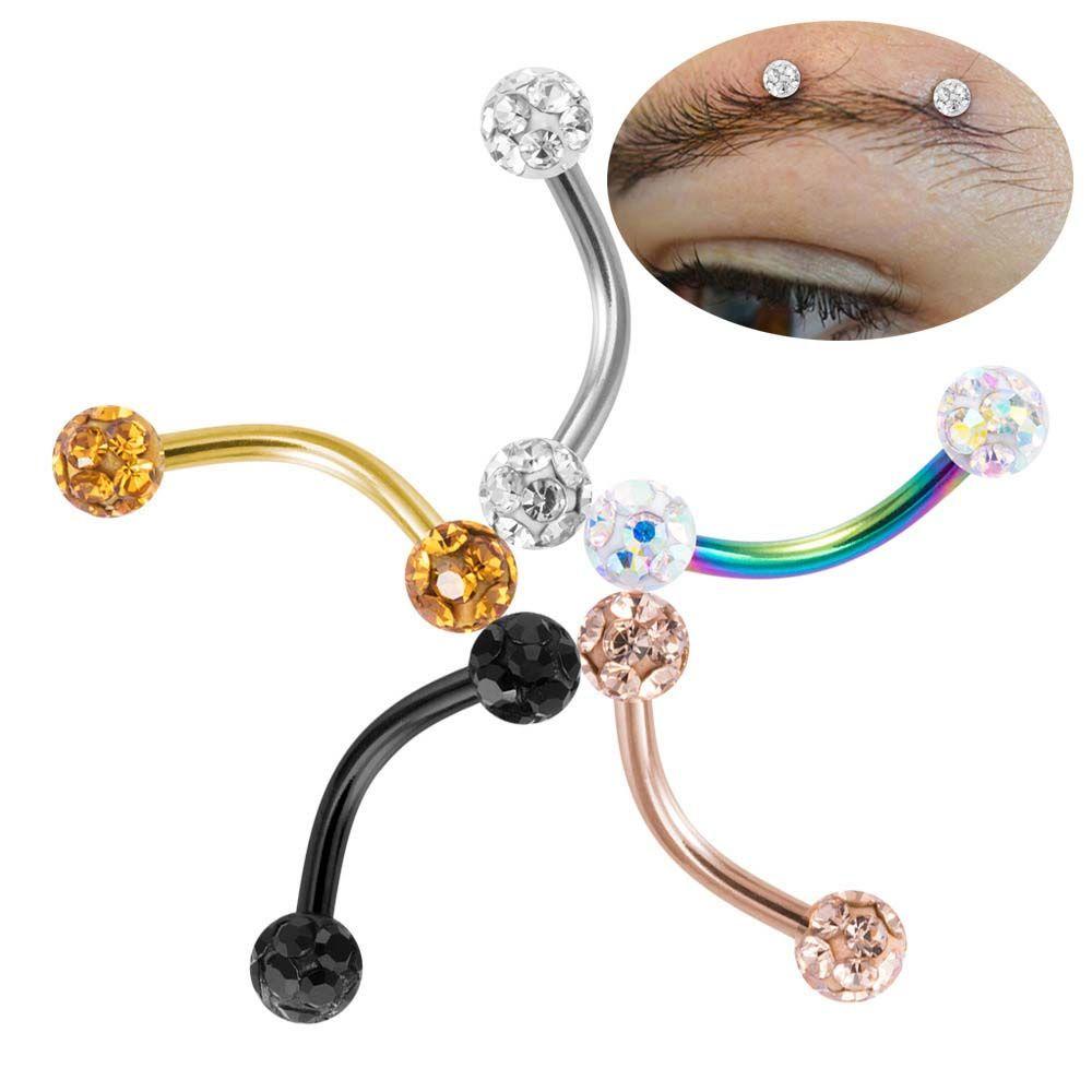 Piercing Ring For Women Curved Barbell Eyebrow Stud Ball Nose Ring Fake Lip Stud Piercing Jewelry