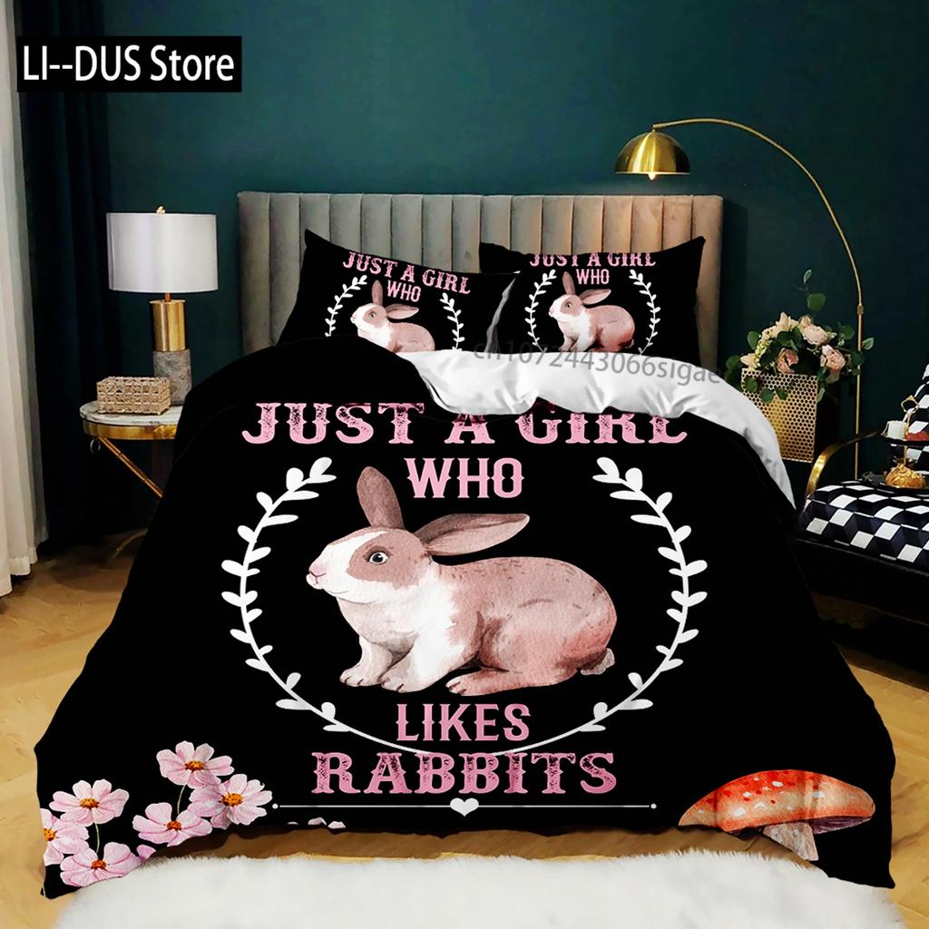 Cartoon Duvet Cover Set Howling Wolf In The Moonlit Night Bedding Set Polyester Just A Girl Who Loves Wolves Pattern Quilt Cover