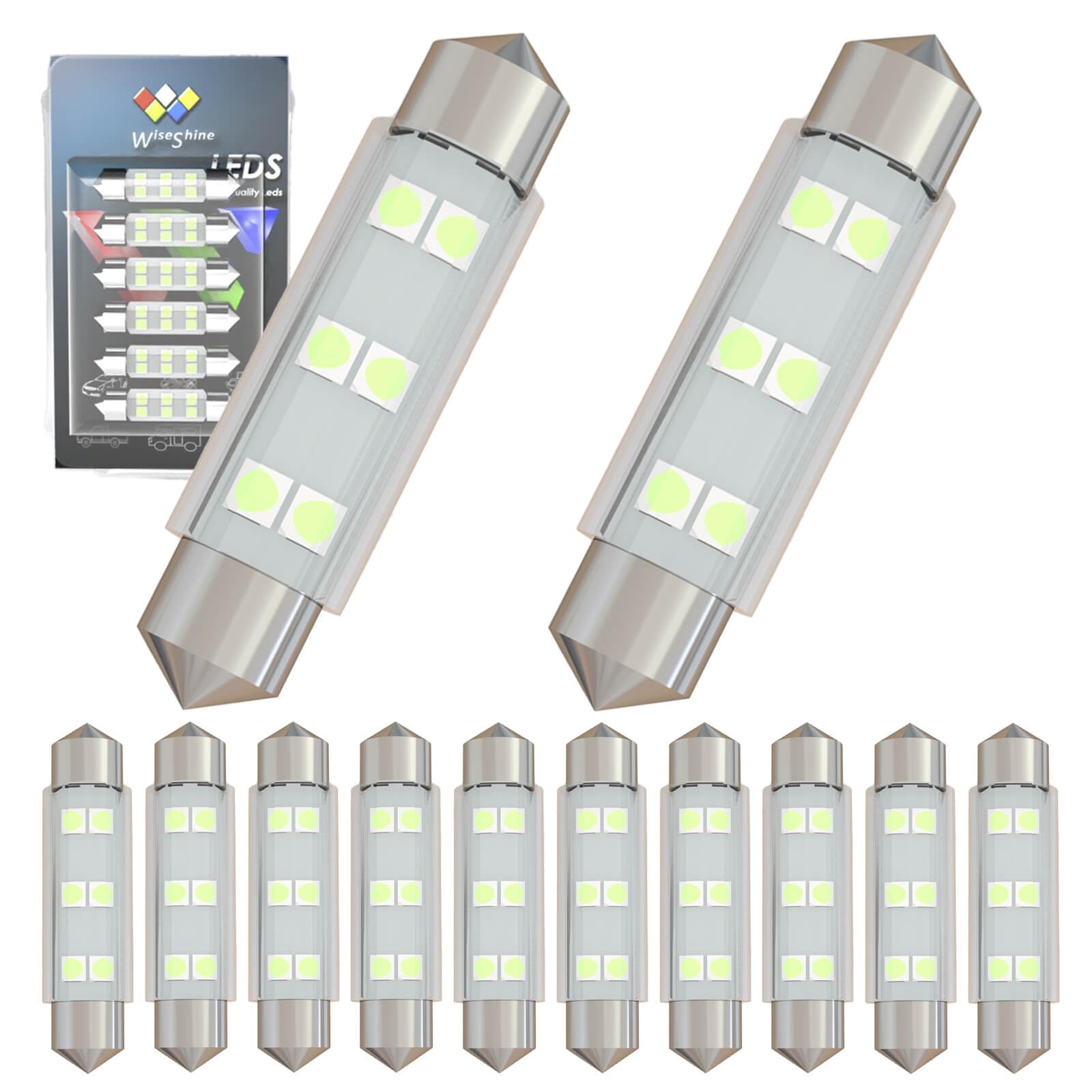 WiseShine 578 Festoon LED Bulb 43mm 44mm Ice Blue LED DC 12V 12pcs синий