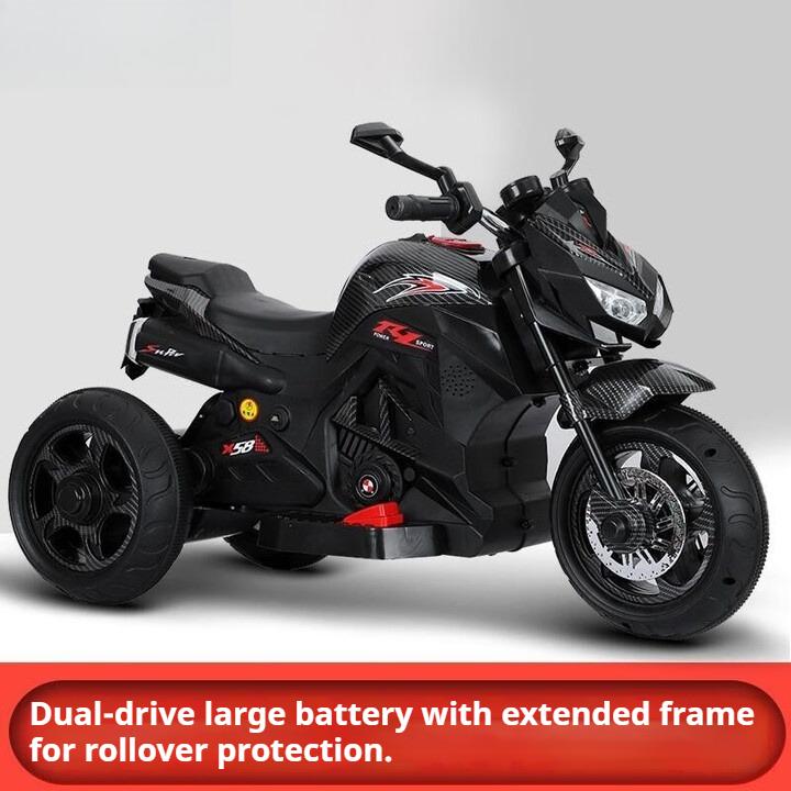 Children's electric motorcycle 1-10 years old boys and girls charging toy battery car baby three-wheeled stroller can seat people