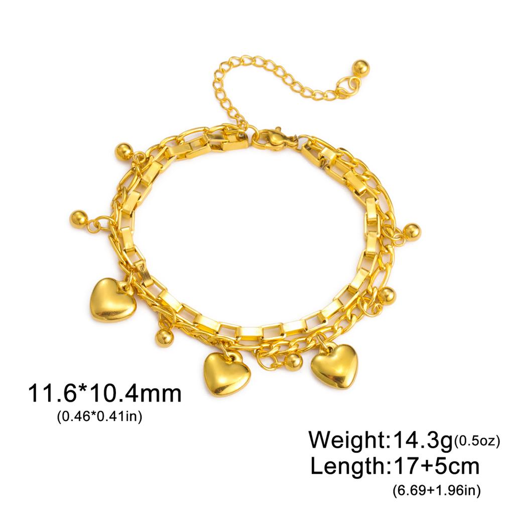 EUEAVAN Minimalist Love Pendant Bracelet for Women Stainless Steel Romantic Fat Heart Bracelets Festival Jewelry Gifts Wholesale