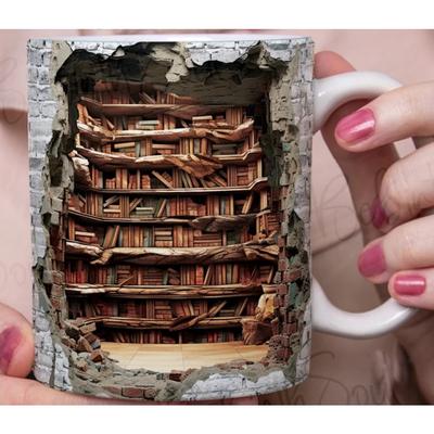 Bibliothek Keramik Kaffeetasse Bücherregal Buch Fan Teetasse