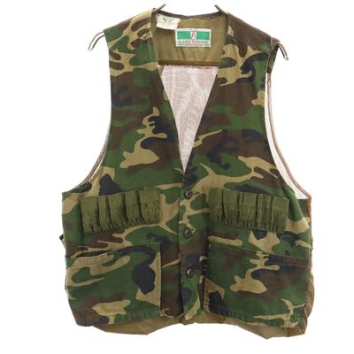 GAME WINNER 70er Vintage Camouflage Muster Mesh Einsätze Jagdweste Herren Gebraucht