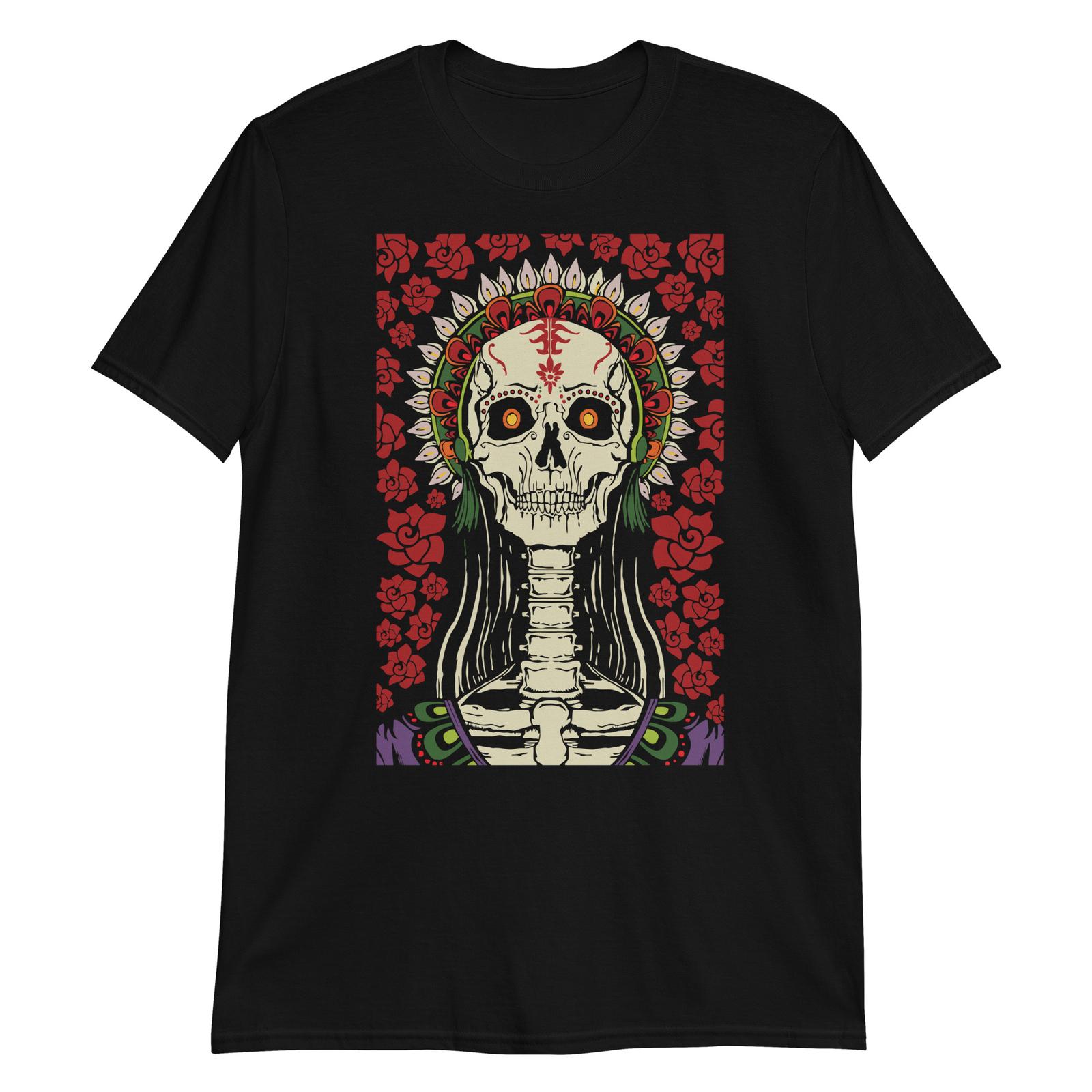 Mexican La Santa Muerta Unisex T-Shirt Saint of Death Skeleton Aztec Spanish S разноцветный