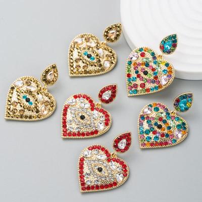 Women Simple Eye Drop Earrings Titanium Steel Alloy Pendant Earrings Acrylic Crystal Love Shape Geometric Ear Ornaments