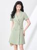 Women's Summer High-End Double-Breasted Slimming Suit Dress with Turn-Down Collar