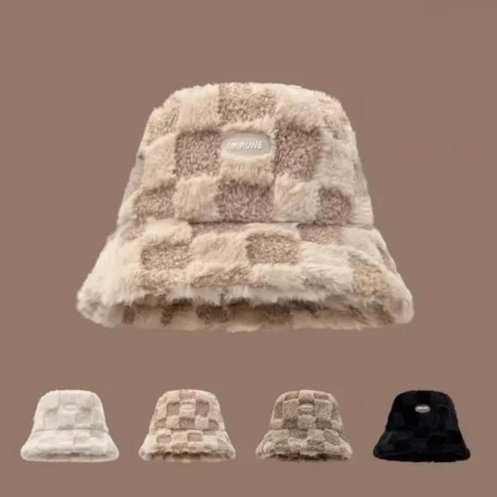 Plaid Checkered Winter Fisherman Hat Adjustable Checkered Basin Hat  Outdoor Activities