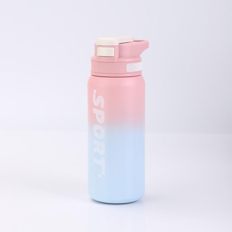 Kids Printed Stainless Steel Insulated Water Bottle With Straw Lid 600ml 800ml Outdoor Portable Thermos School Travel