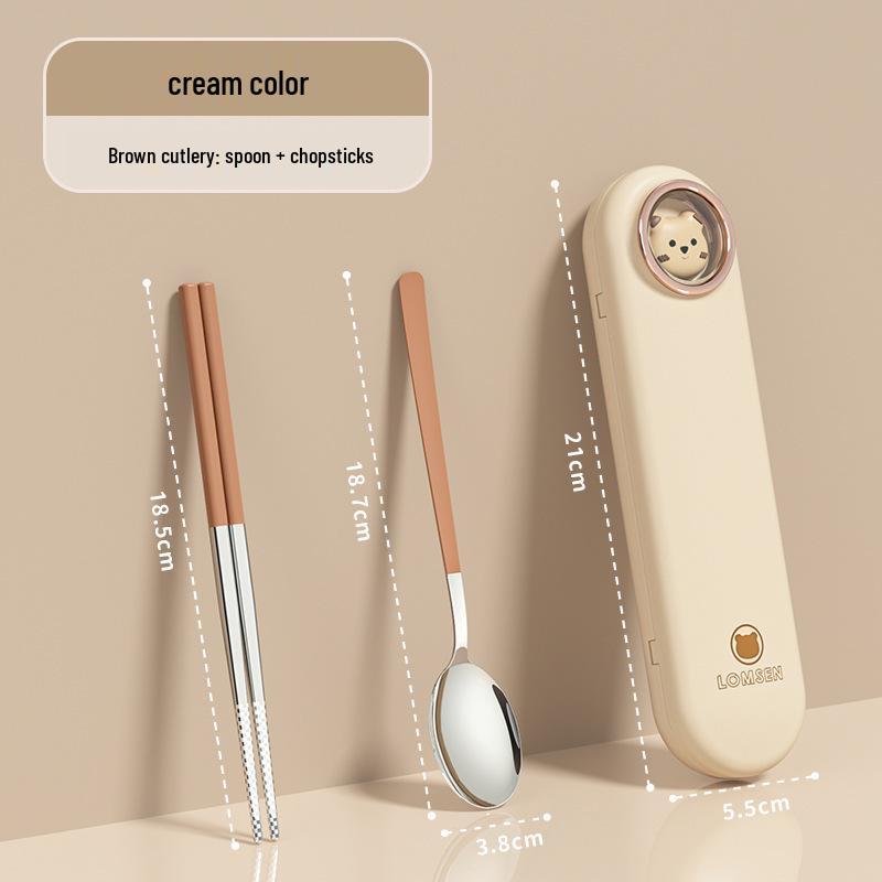 Przenośny zestaw sztućców: Pałeczki i łyżka z pudełkiem do przechowywania dla studentów i do pracy