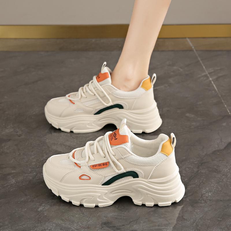 

Fashion CRLAYDK Designer Chunky Sneakers for Women Platform Mesh White Casual Dad Shoes Ladies Wedge Walking Breathable Lace Up Tennis 42