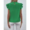 Women Short Sleeve Ruffled Round Neck Blouse
