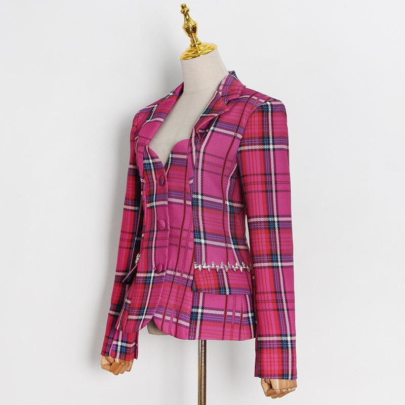 Women's Spring 2025 Korean Square Collar Diamond Backless Suit Jacket