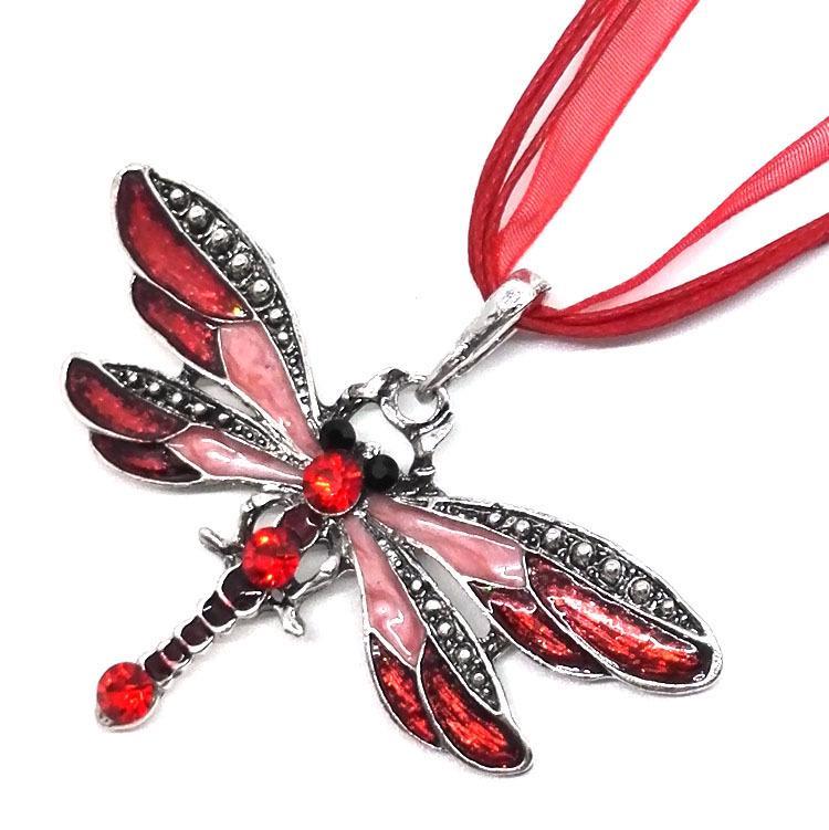 Elegant Alloy Jewelry Dragonfly Pendant Necklace Sweater Chain For Women