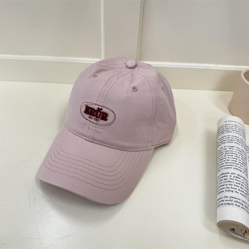 Simple small letter embroidered baseball cap women washed soft top wide brim big face versatile cap men