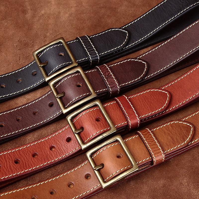 Widened And Thickened First Layer Cowhide Belt Men'S Genuine Leather Pin Buckle Washed Retro Casual Trendy Jeans Belt Men'S