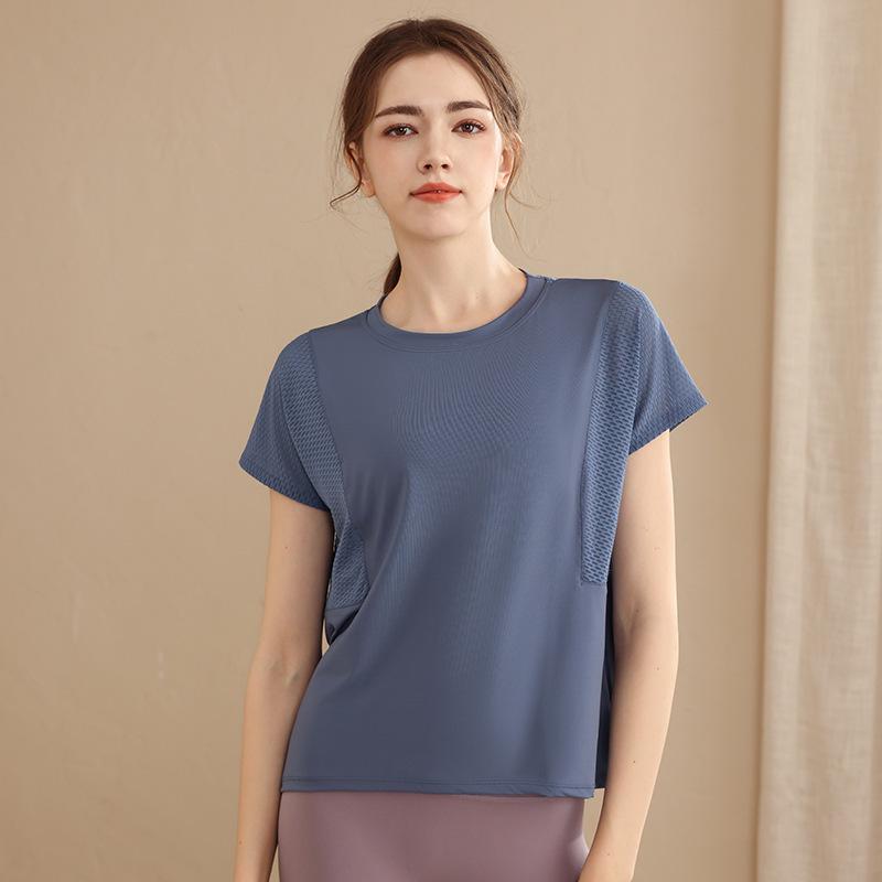 

Женский летний топ из сетки с быстрым высыханием для фитнеса Small темно-синий