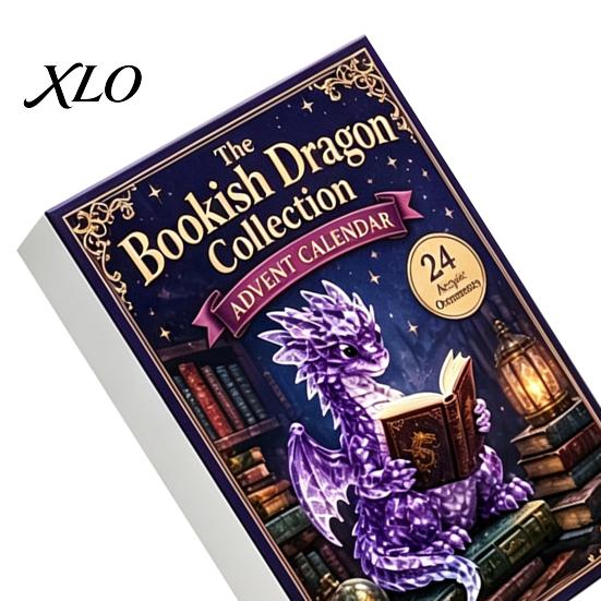 Holiday Gift Box for Kids Crystal Dragon Advent Calendar 2026, 24 Days Fantasy Reading Book Countdown Calendar, Magical Series Pcs Mini 2D Flat