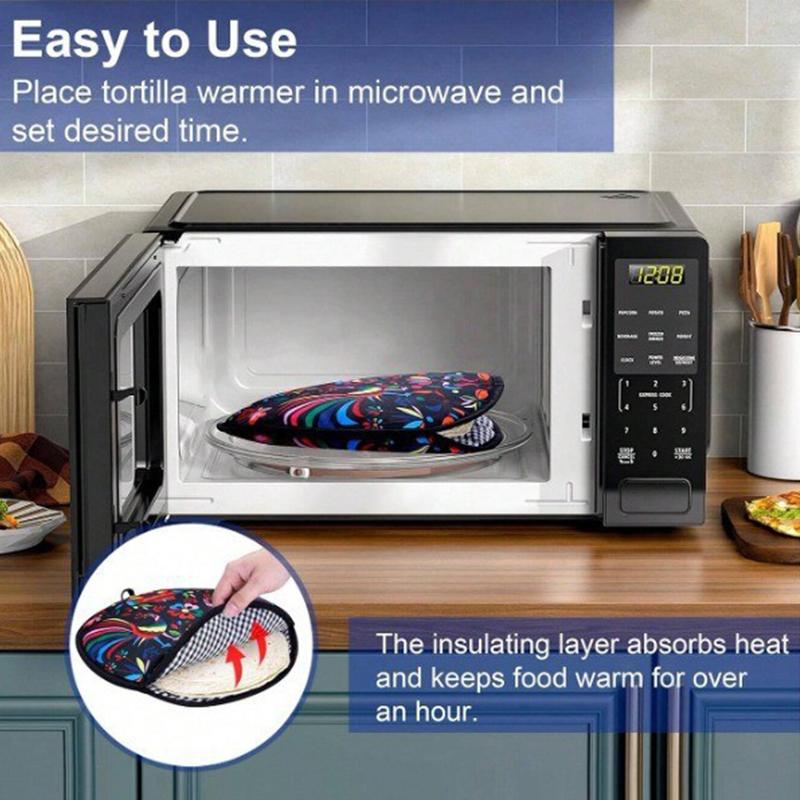 Microwave-Safe Tortilla Warmer Pouch | Heat-Resistant Cloth Bag for Burritos Pancakes & Wraps Portable Reusable Accessory