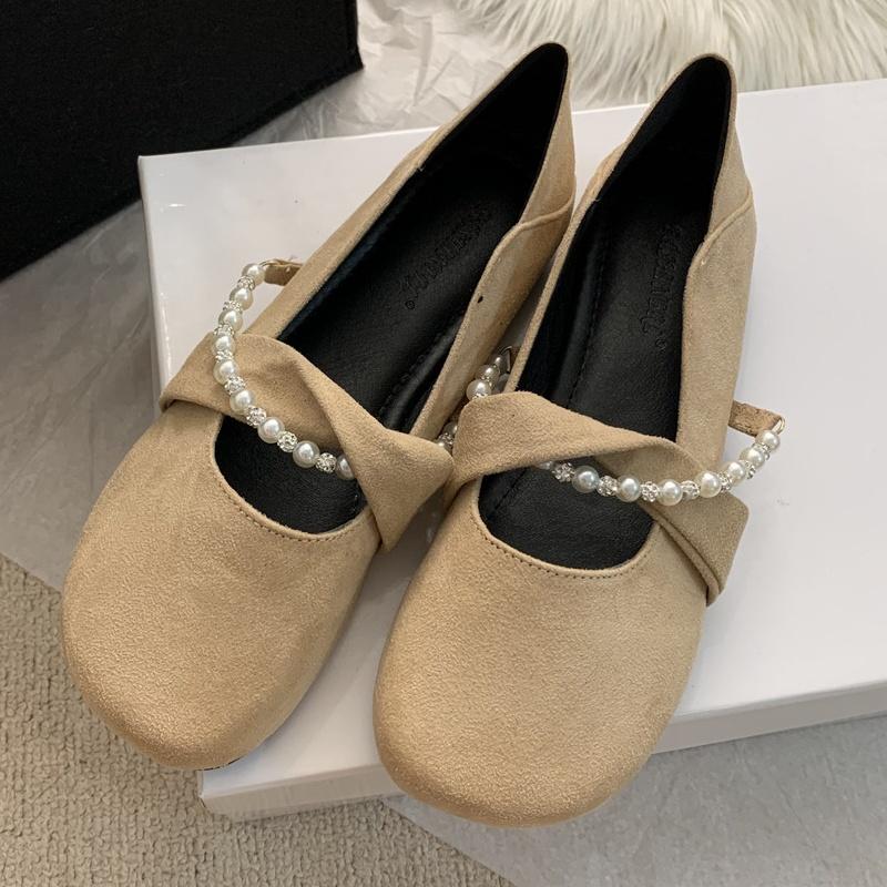 

Fashion Ladies Pearl Low Heels Women Shoes 2025 Spring New Elegant Slip On Soft Shoes Trend Concise Comfortable Resistant Women Flats 39 хаки